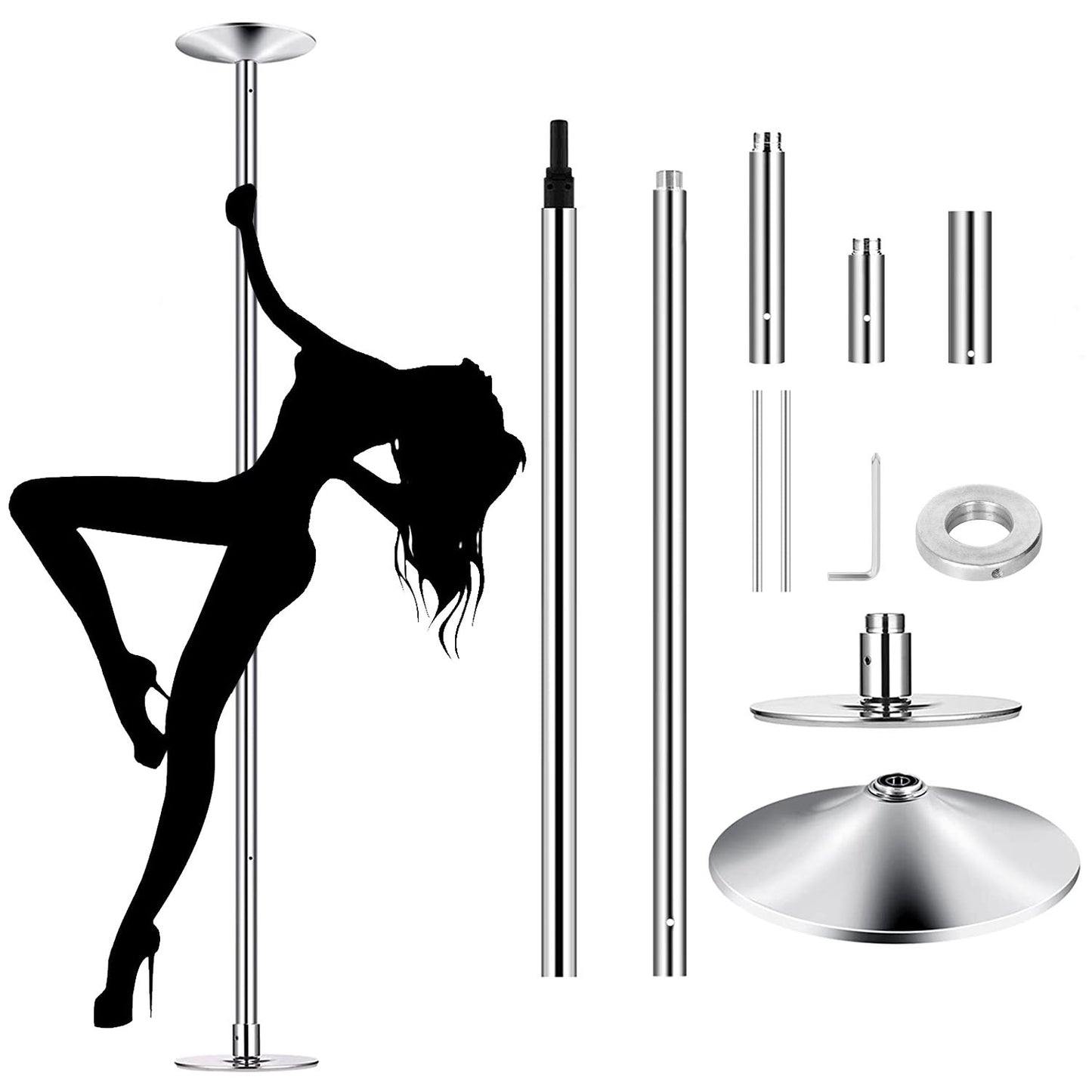 Adjustable Dance Pole - 45mm Spinning & Static Modes, 88-108.1in Height, 551lbs Capacity
