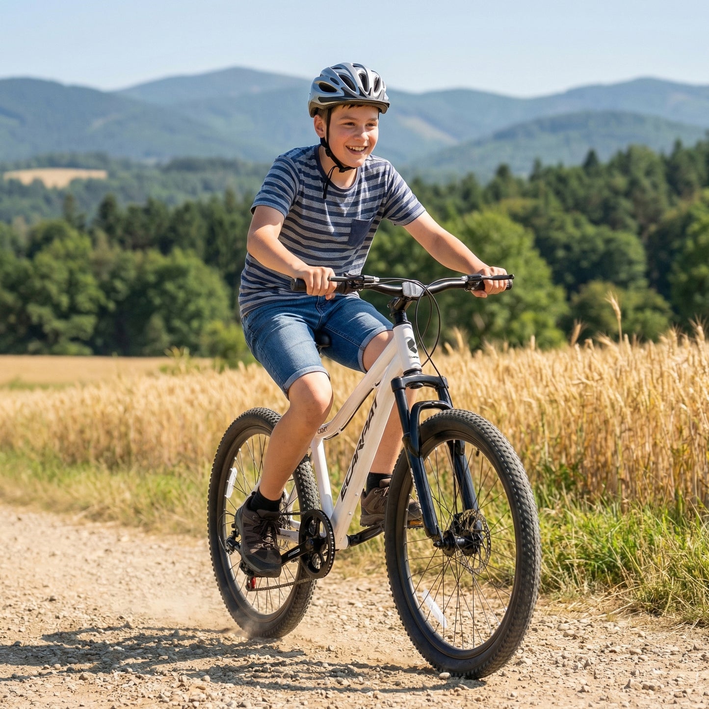 Youth Mountain Bike 24 Inch - 7 Speed, Front Suspension, Disc Brakes