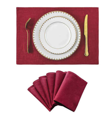 Solid Color Double-Layer Linen Placemat Heat-Insulating Non-Slip 33x48cm