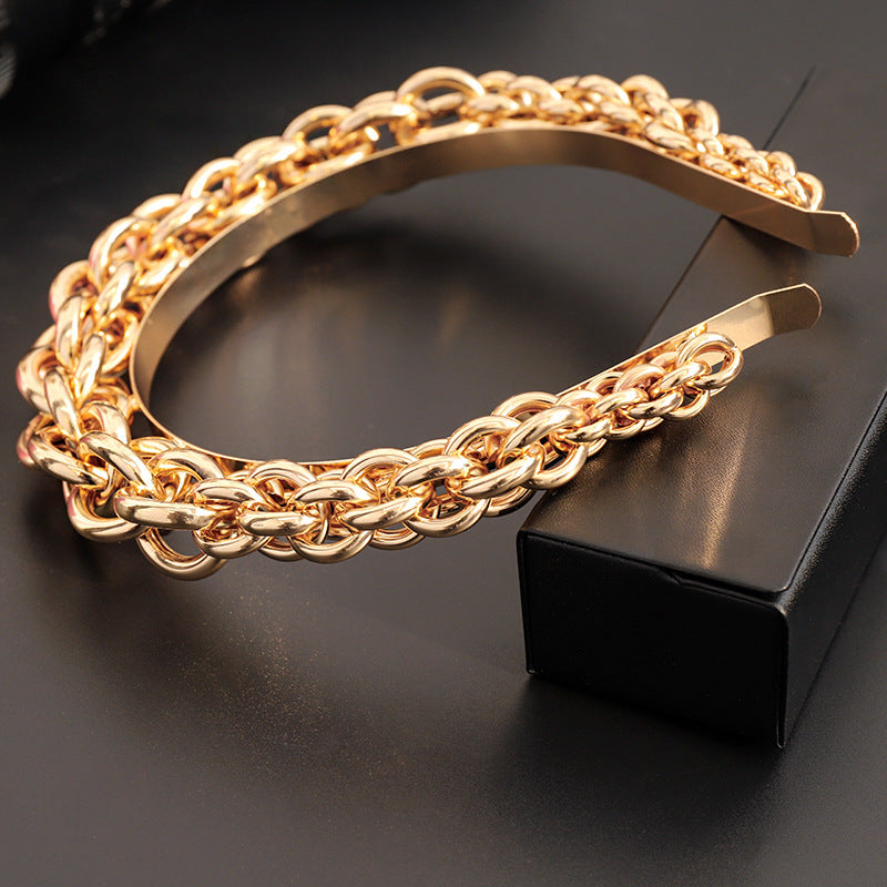 Metal Twist Braided Headband - Gold