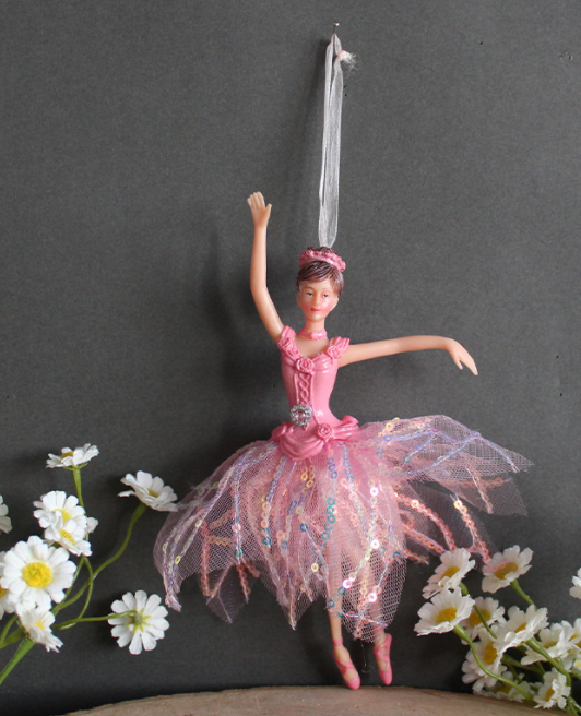 Ballerina Girl Hanging Tabletop Decoration - Festive Resin Ornament