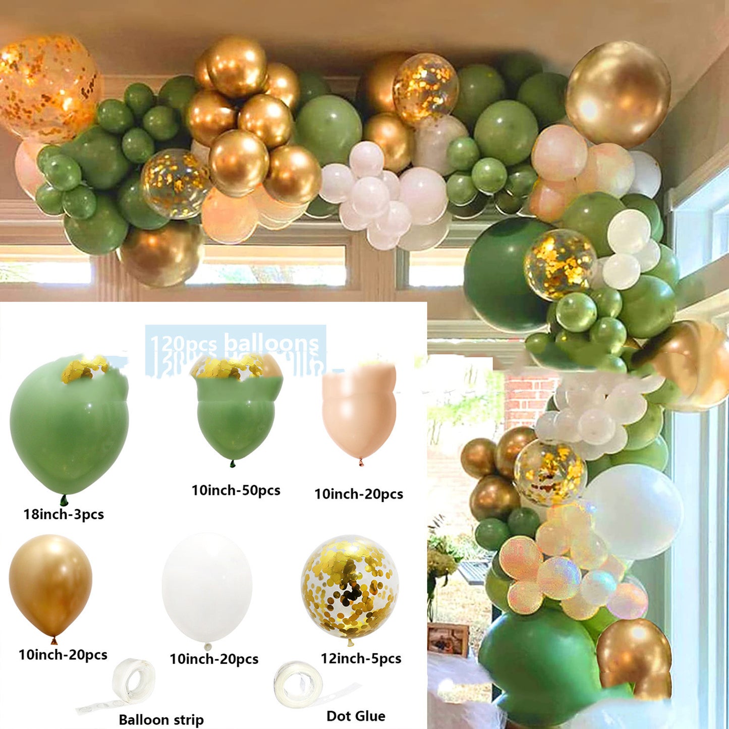 Avocado Green Latex Balloon Set for Birthday Party Decorations