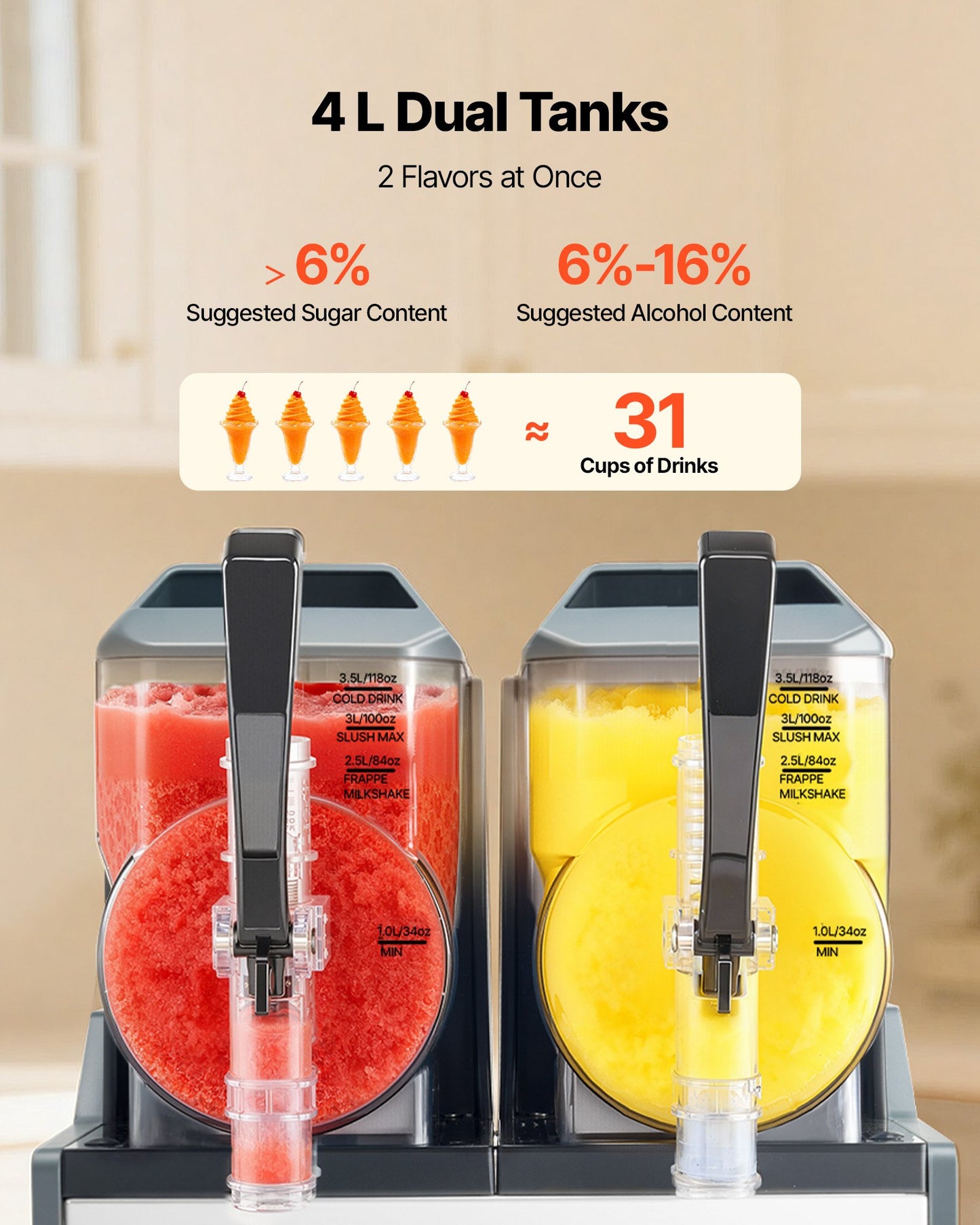 Large Capacity Frozen Drink Maker - Slushie Machine for Margaritas, Milkshakes & More