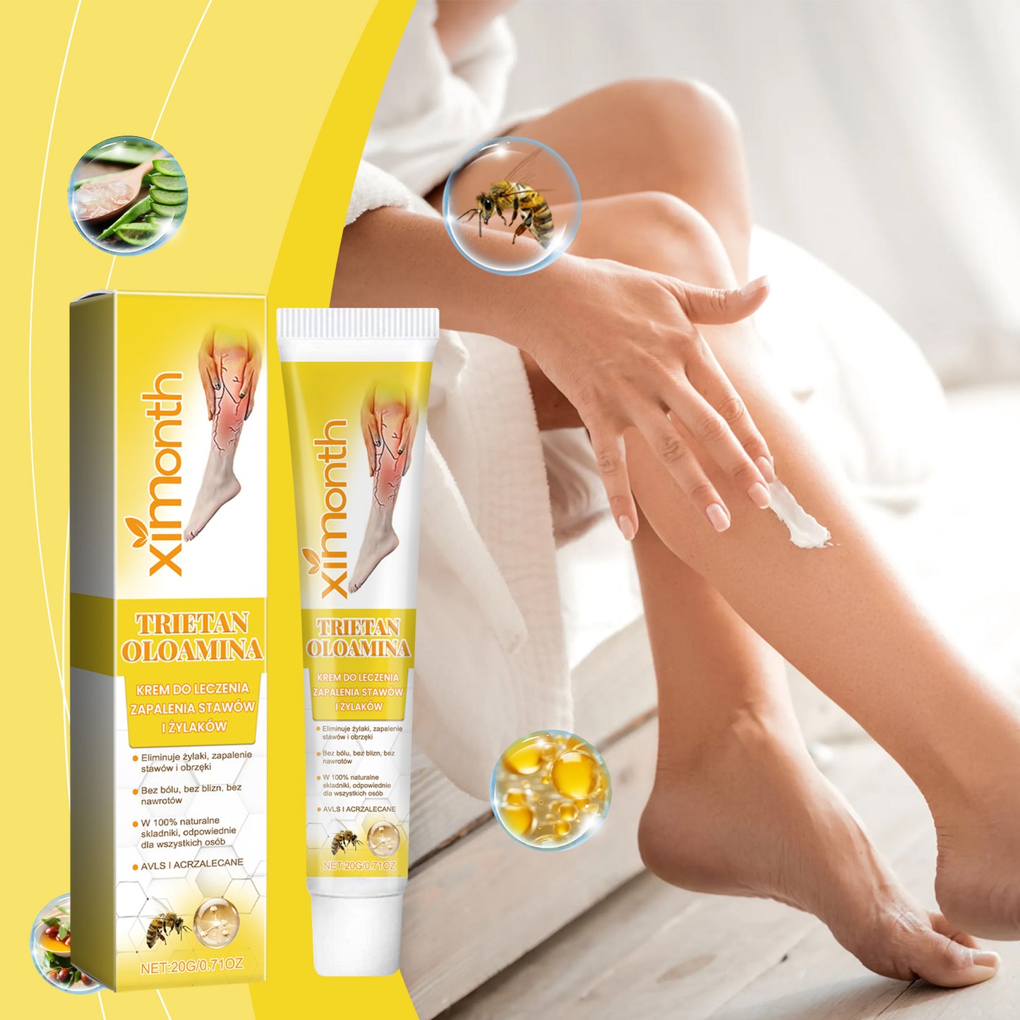 Soothing Leg Massage Cream - Bee Venom & Aloe Relief Treatment