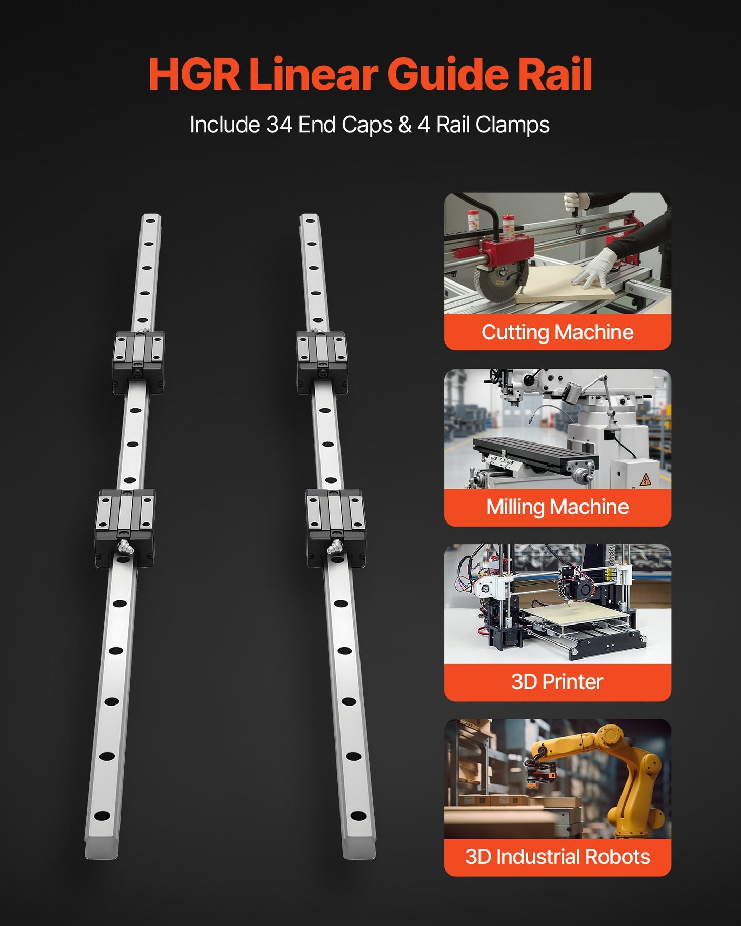 Linear Rail Guide Kit 1000mm for CNC, 3D Printers, Milling Machines