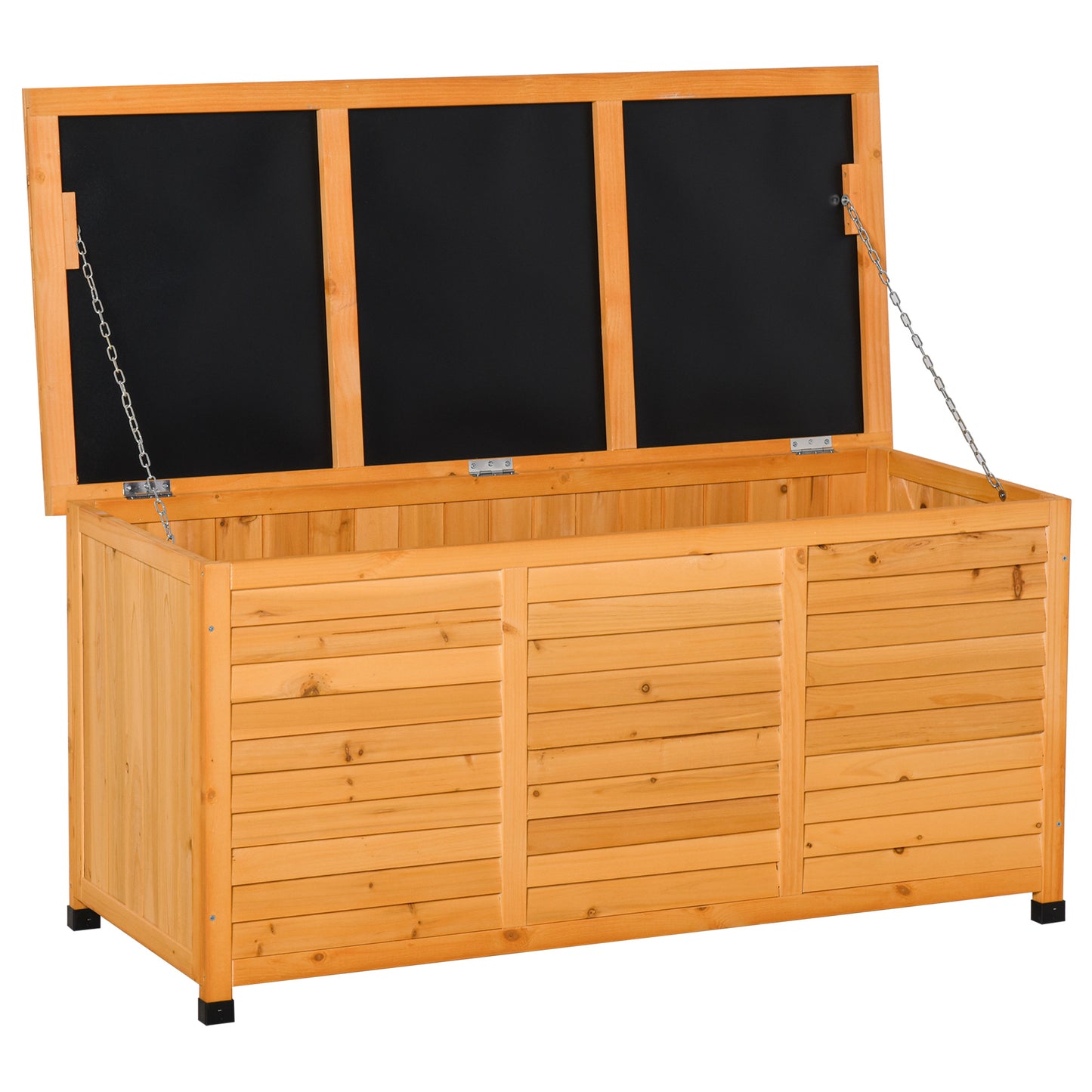 75 Gallon Wooden Deck Storage Box - Outdoor Weatherproof Tool Chest in Yellow