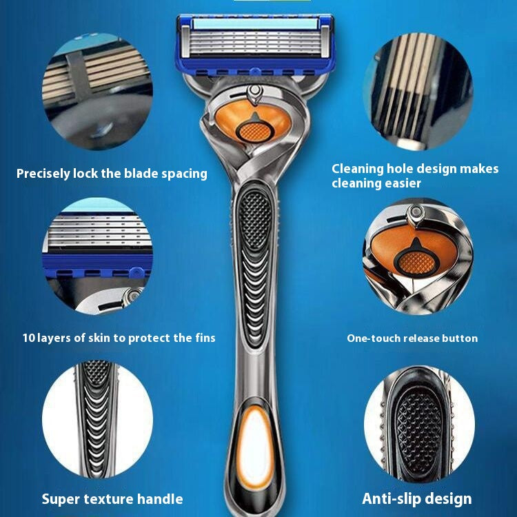 Men's 5-Layer Manual Razor Shaver with Blade Refills