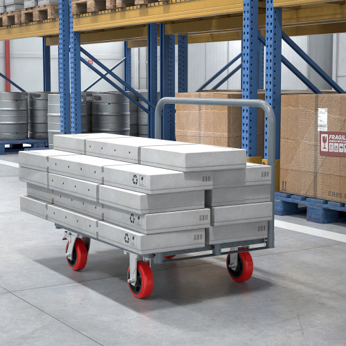 Heavy Duty Steel Platform Truck 2000lbs with 6 Swivel Brake Casters and Side Handrails