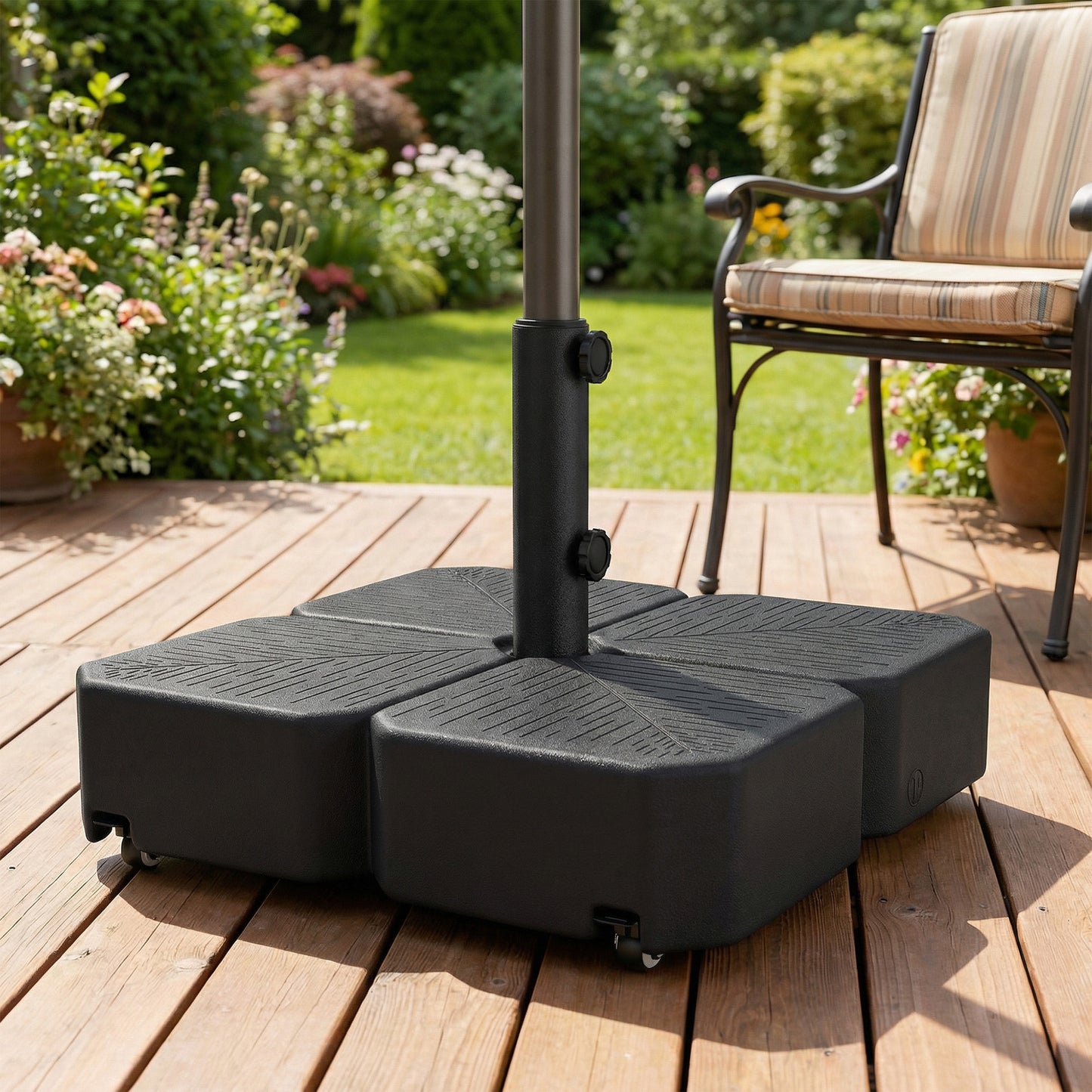 Outdoor Umbrella Base with Wheels for 1.5" & 1.89" Poles - Black