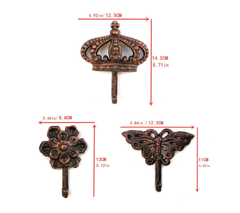 European Style Retro Metal Wall Hook Set Outdoor Garden Decor