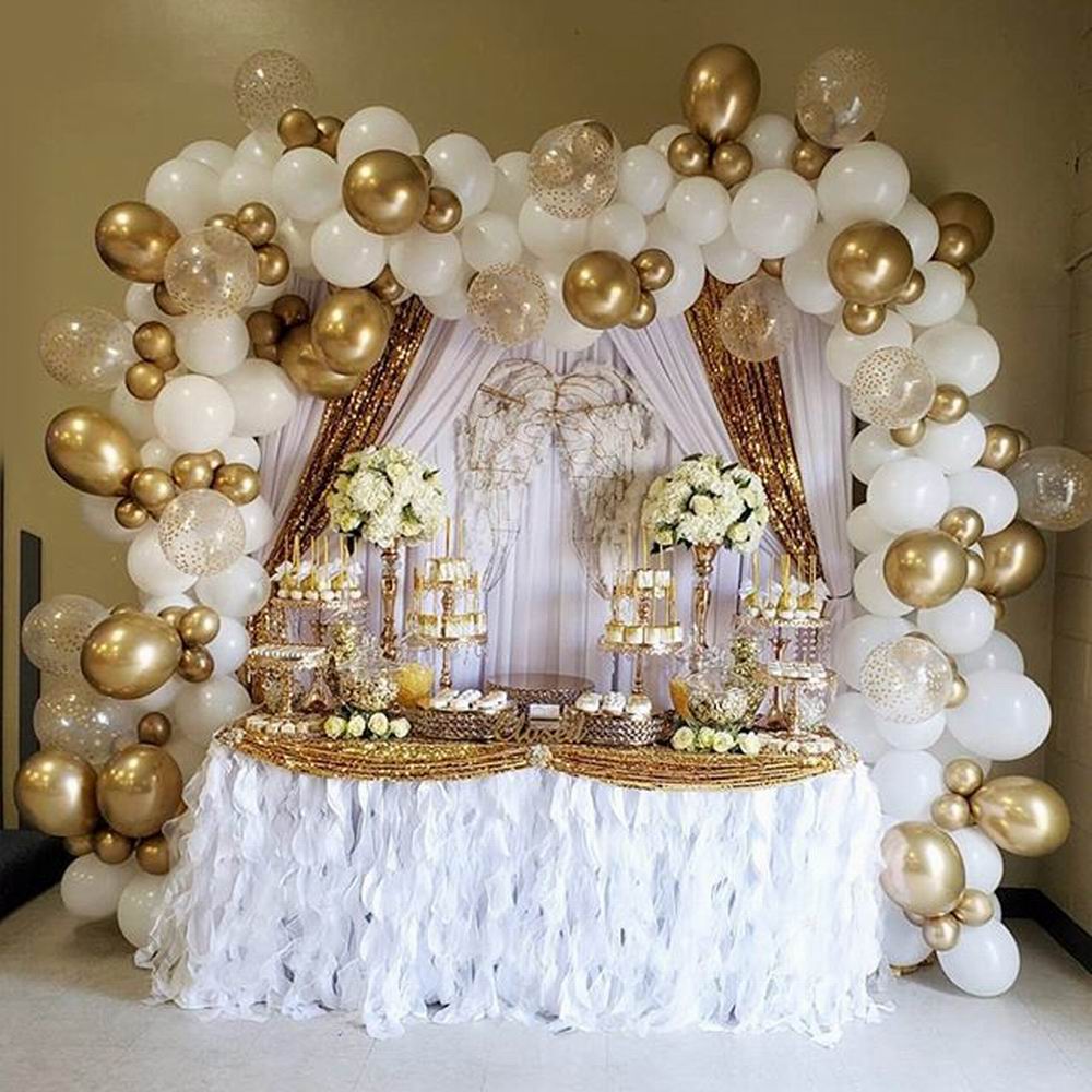 White Gold Latex Balloon Set for Wedding and Party Decorations