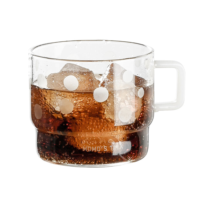 High Temperature Resistant Glass Cup - Clear Drinkware with Dot & Cross Patterns