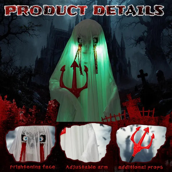Life-Size Sound-Activated Halloween Ghost Decoration - 4.3ft