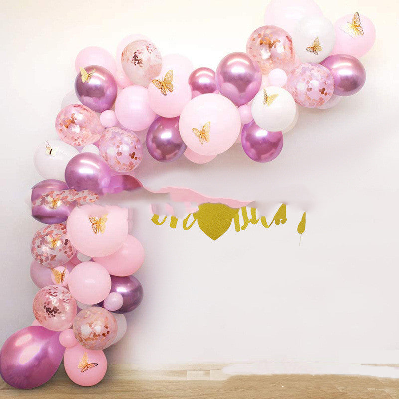 Pink Butterfly Balloon Set for Baby Girl Party Decorations - 10 Inch Latex Balloons