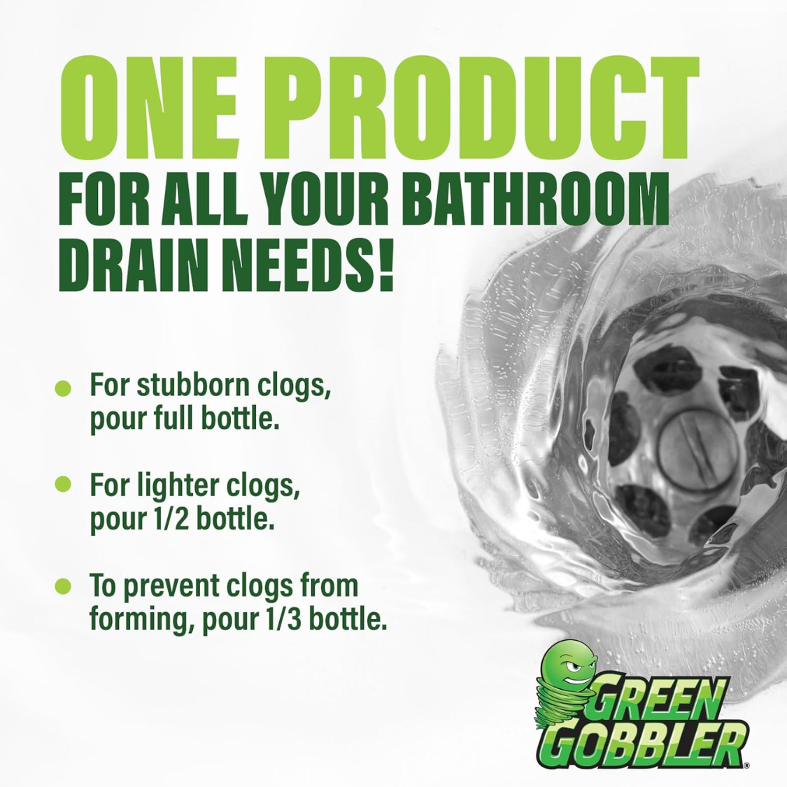 Drain Clog Remover Cleaner - Eco-Friendly Hair & Soap Dissolver for Bathroom & Kitchen Pipes - Green Variant