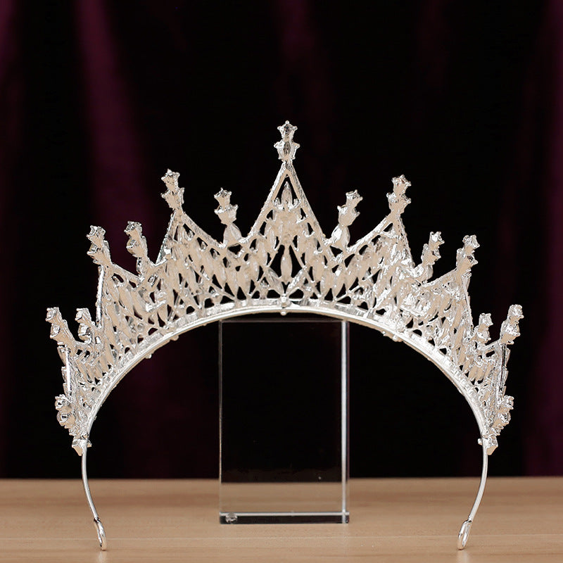 Silver Crown Rhinestone Headband - Women's Baroque Tiara