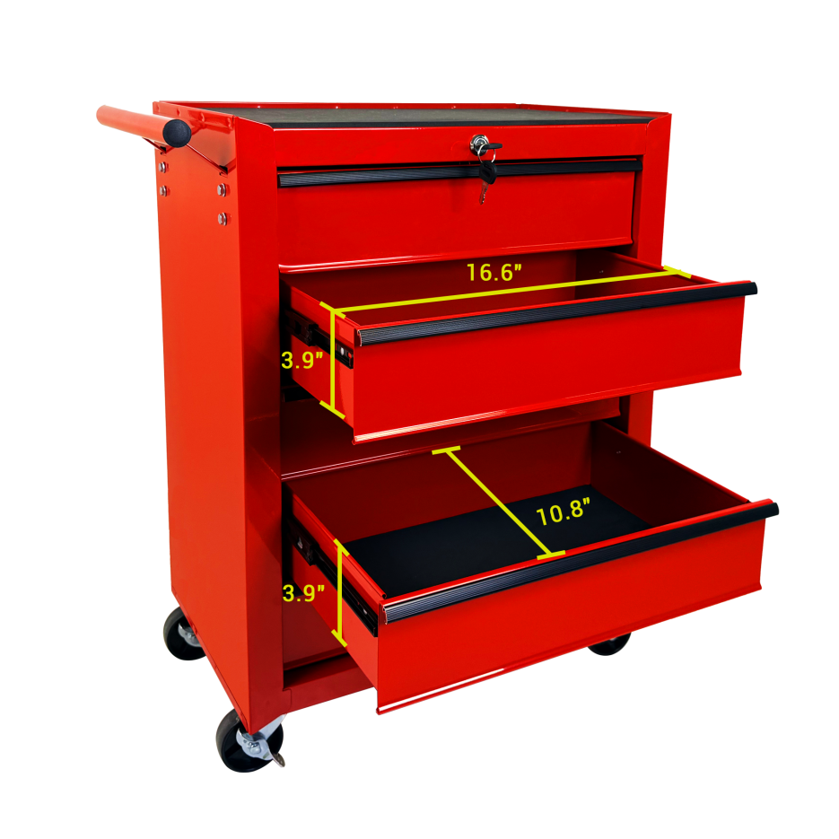 20-Inch Rolling Metal Tool Chest with 5 Drawers - Red