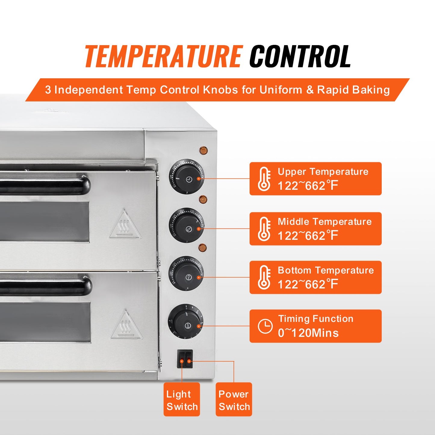 Electric Countertop Pizza Oven 14 Inch Stainless Steel Kitchen Appliance