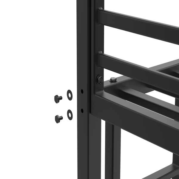 Twin Over Metal Bunk Bed, Low Bed With Ladder, Frame,Black, Sturdy