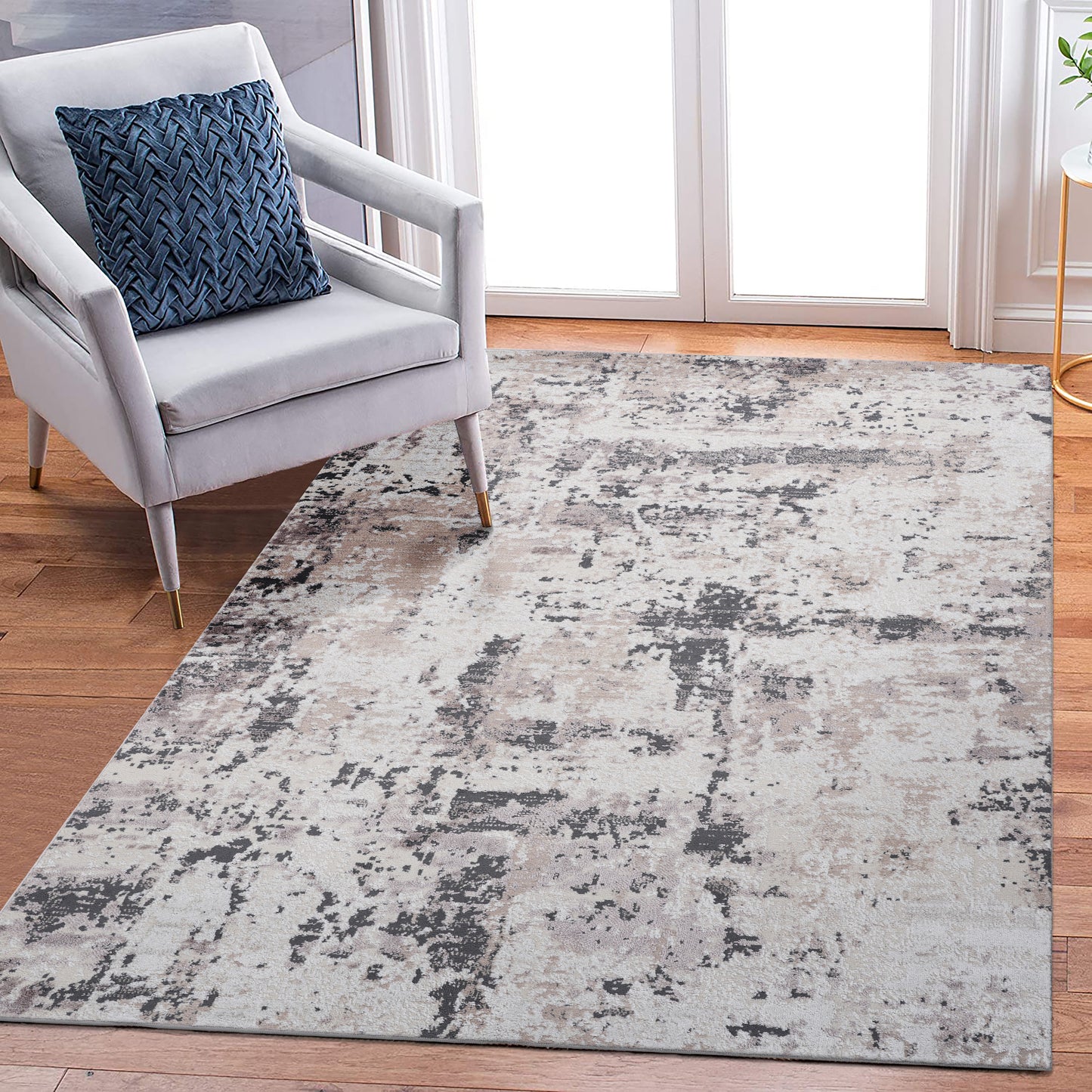 PAYAS 8X10 Cream Brown Abstract Area Rug