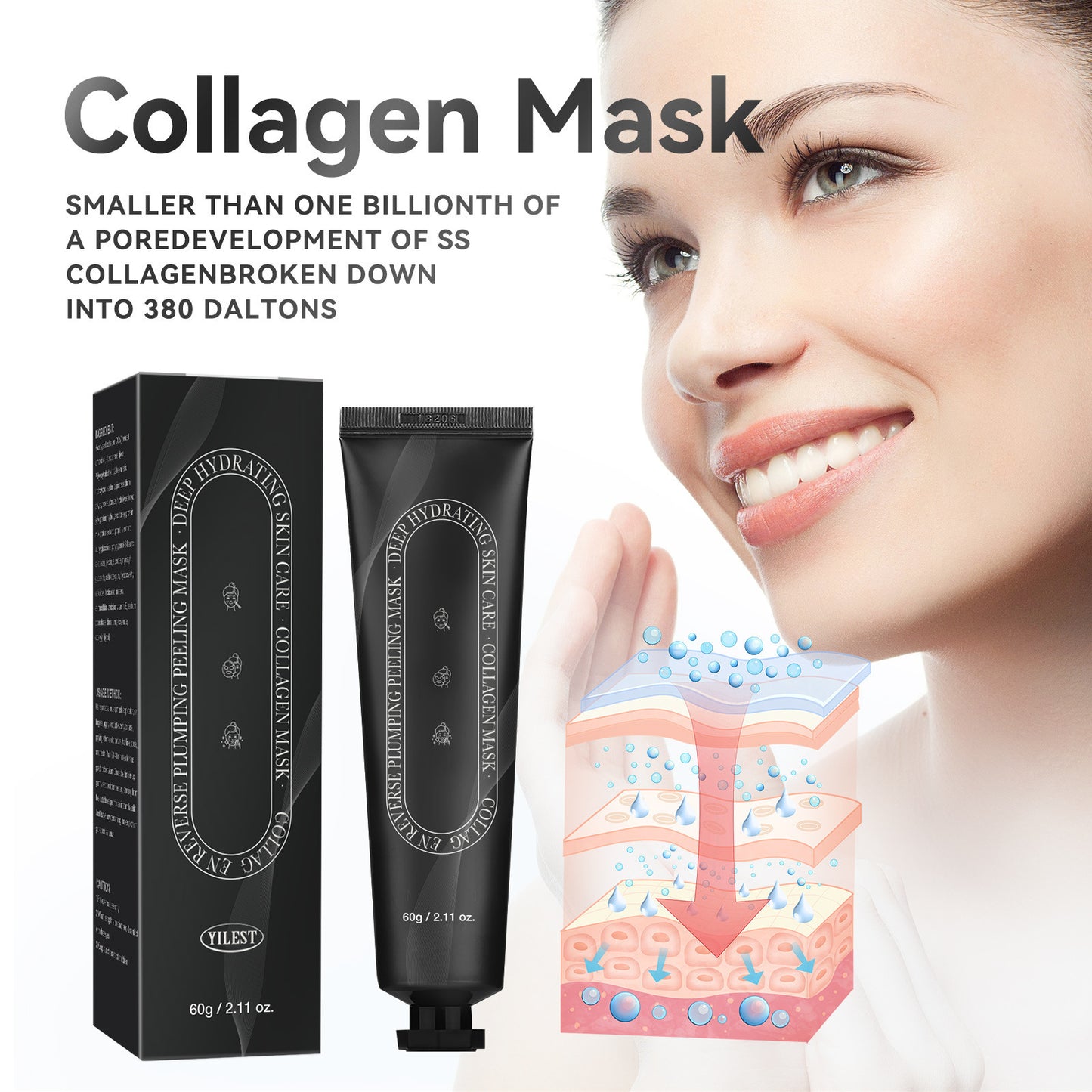Collagen Facial Mask Exfoliating Skin Care - 60g Moisturizing Mask for Ladies