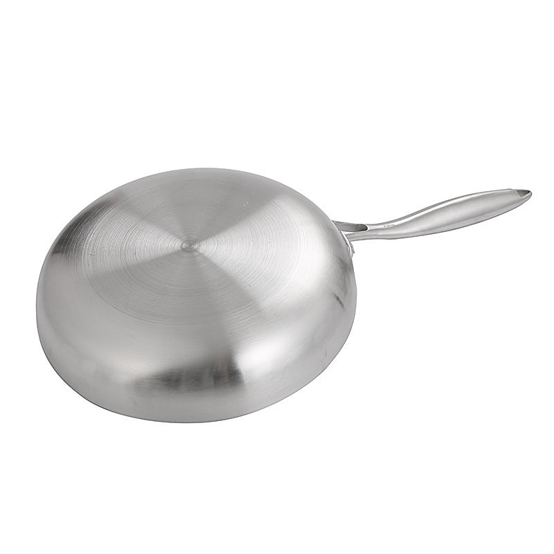 304 Stainless Steel Flat Frying Pan for Induction Gas Stove 22-30cm