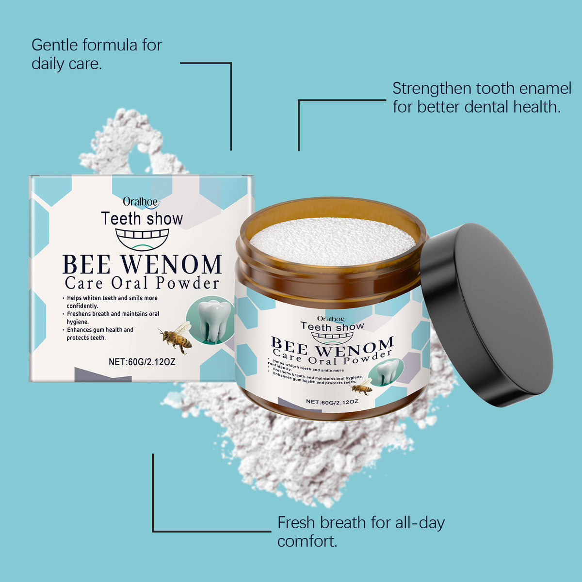 Oral Care Tooth Powder for and Fresh Breath - 60g