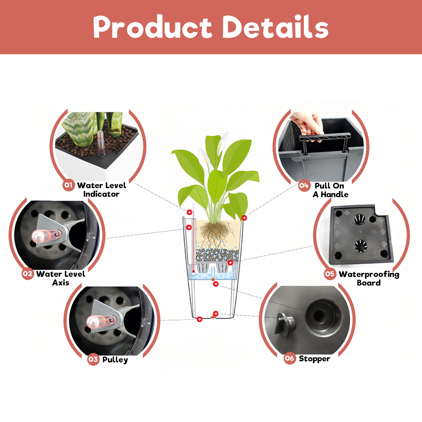 30 In Tall Large Flower Pots Planter With Self-Watering Drainage