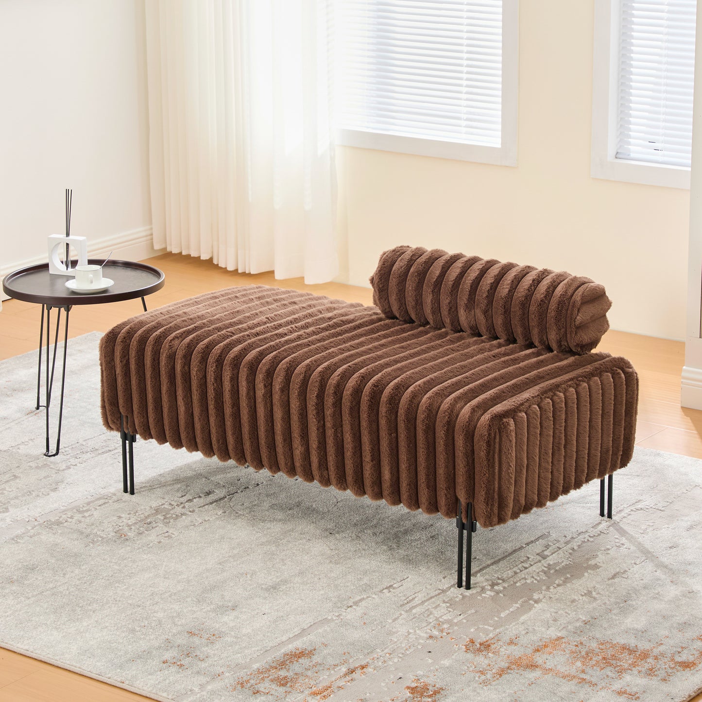 49.6" Wide Upholstered Mini Loveseat - Brown 2-Seater Sofa