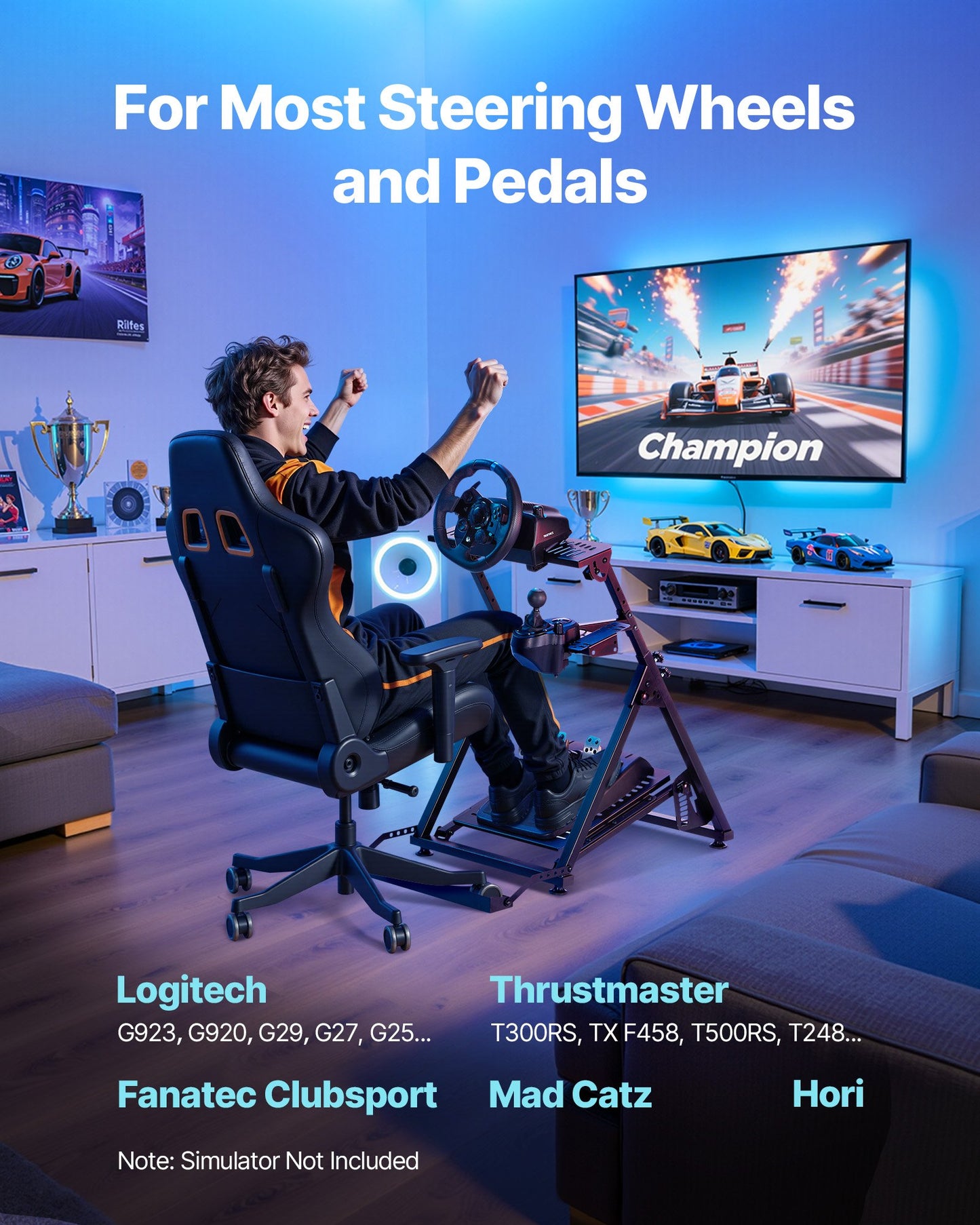 Foldable Racing Wheel Stand Cockpit for Logitech G923 G920 G29 G27