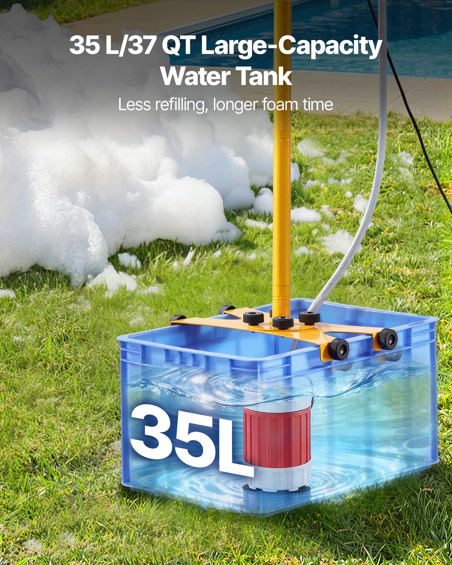 Adjustable Foam Cannon for Parties - Bubble Maker with 37QT Water Tank, Vertical Design