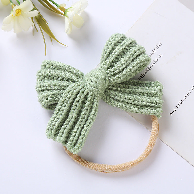 European and American Style Wool Bow Baby Hair Band - Assorted Colors, 10.5x7cm