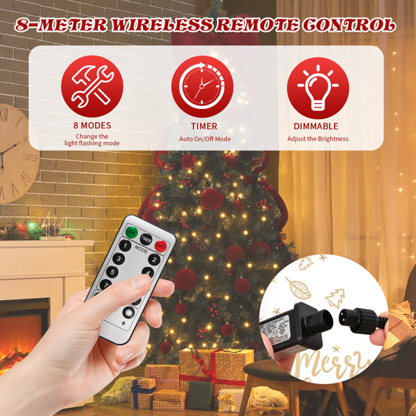 7.5 FT Artificial Christmas Tree with 300 LED Lights & Ornaments