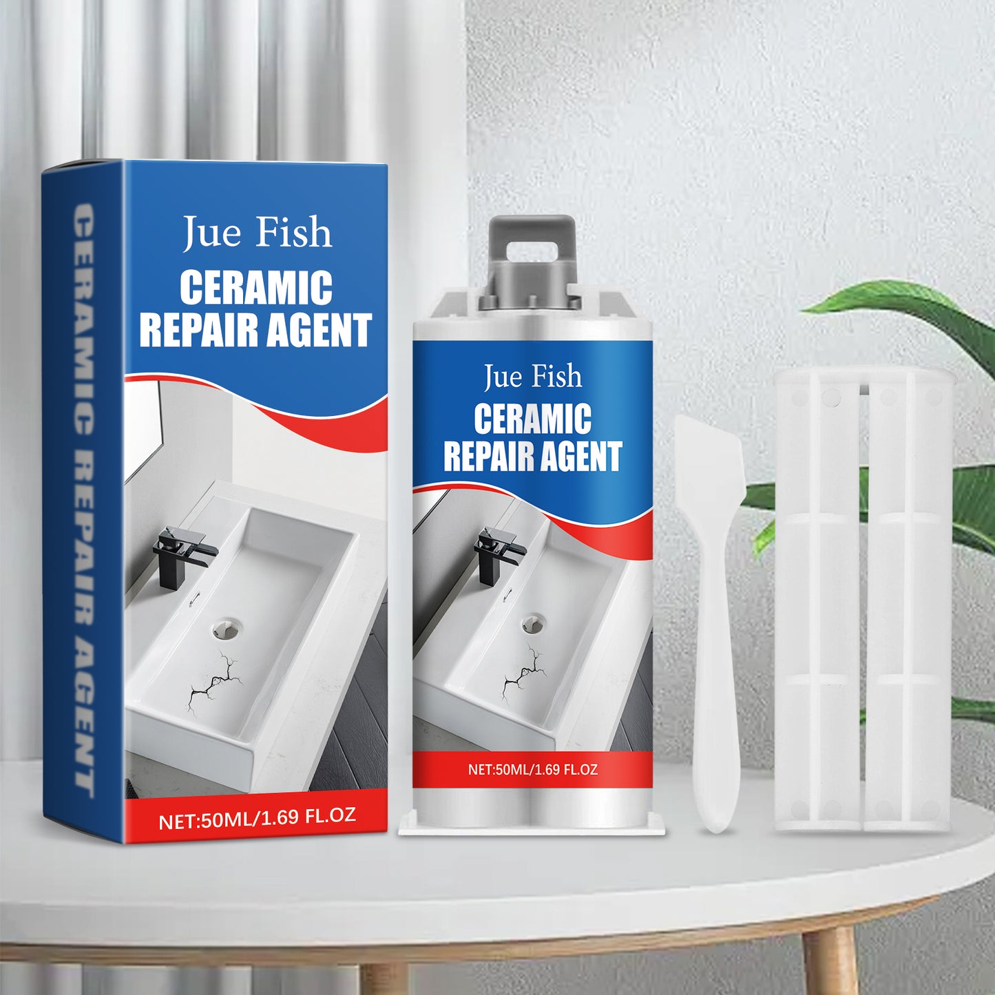 50ml Tile Repair Adhesive Kit with 2 Tools - Ceramic Crack Fix