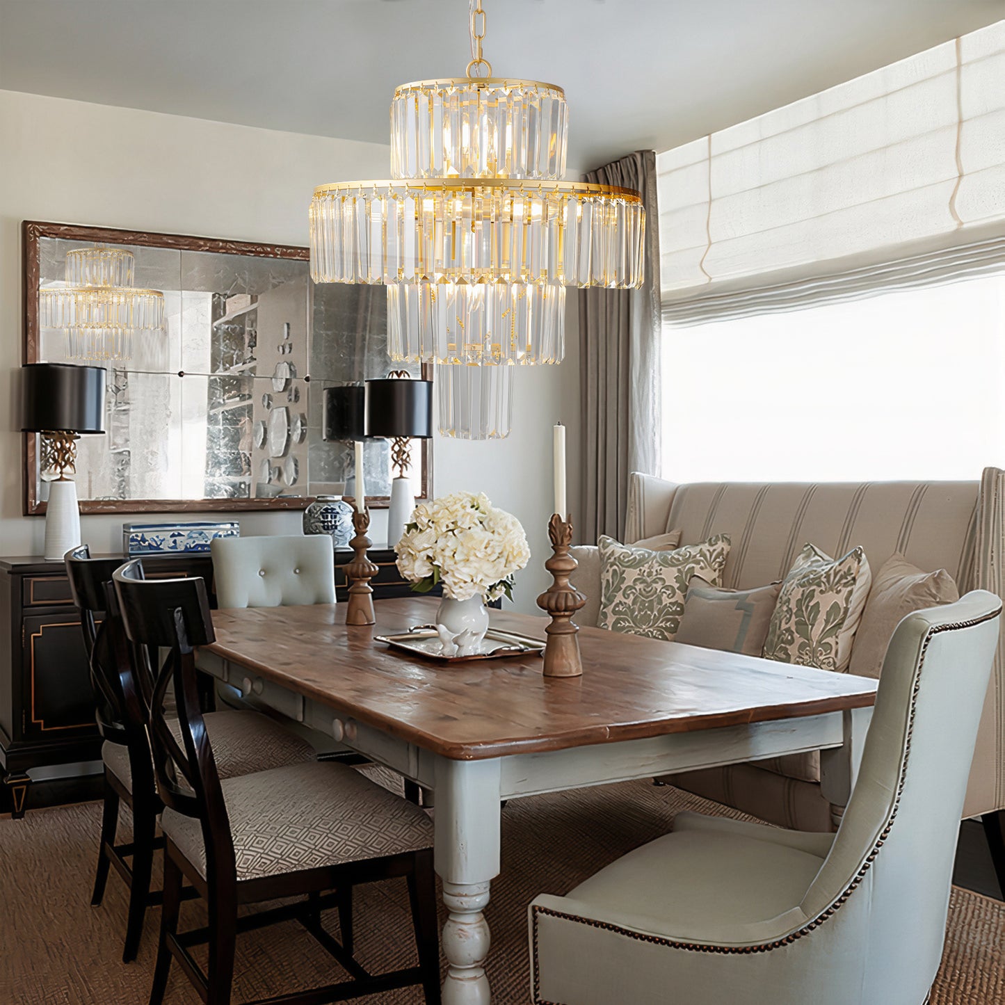 Elegant 20-Inch Crystal Chandelier - Gold 4-Tier Pendant Light