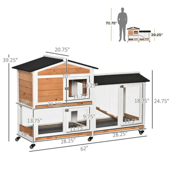 Outdoor Small Animal Playpen Cage with Ramp & Wheels for Rabbits