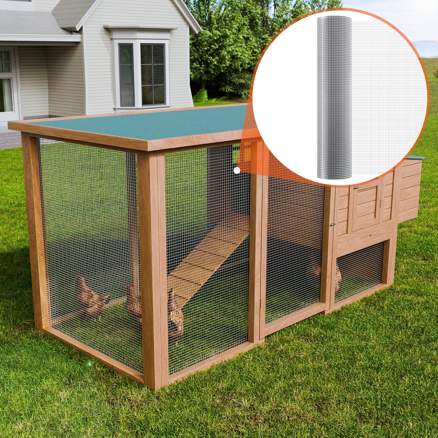 Galvanized Wire Mesh Roll 1/2-Inch Small Animal Fencing for Garden, 48in x 100ft