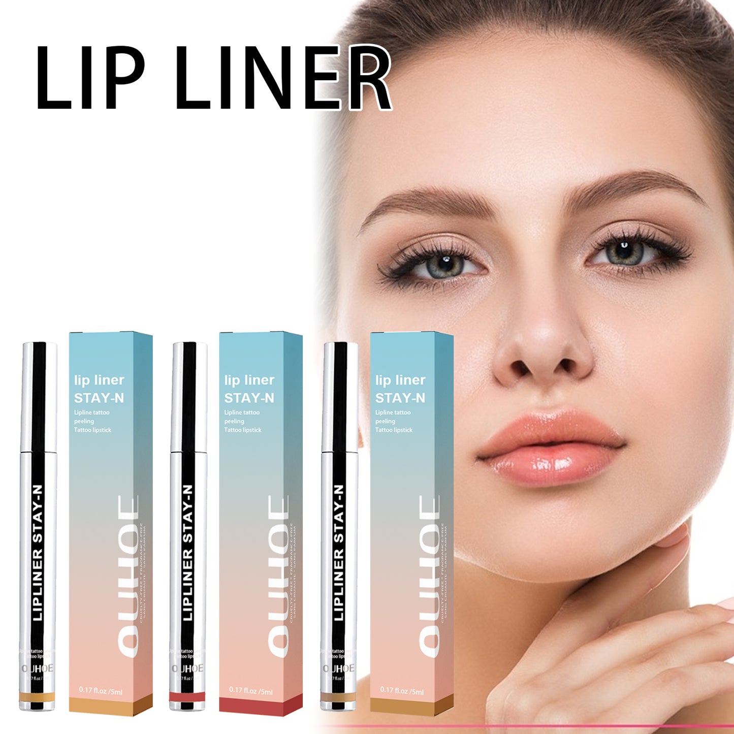 Peel-Off Lip Liner Burgundy Makeup Set 5ml for Lip Definition & Color