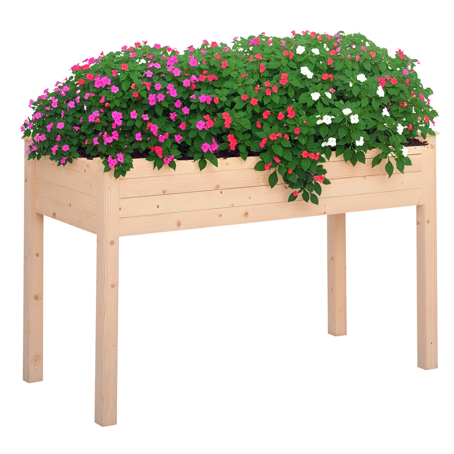 Raised Garden Bed with Legs - 48 x 22 x 30 Inches Wooden Planter for Vegetables Herbs Flowers - Natural Fir Wood