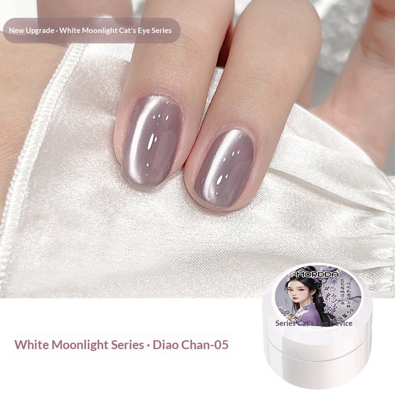 White Moonlight Ceramic Cat Eye Nail Gel Polish - Porcelain White Varieties