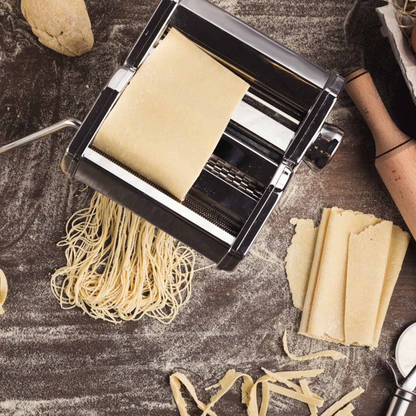 Stainless Steel Pasta Machine with 9 Thickness Settings