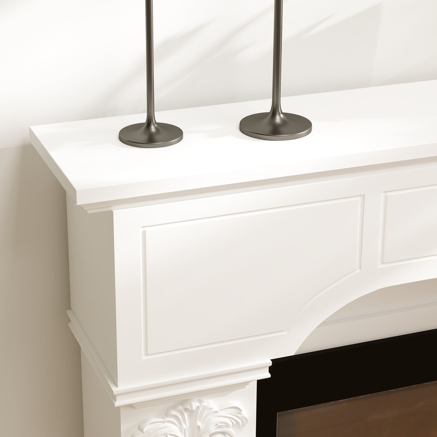 White Fireplace Mantel Surround for Electric Fireplaces - 43.3" W x 42.8" H