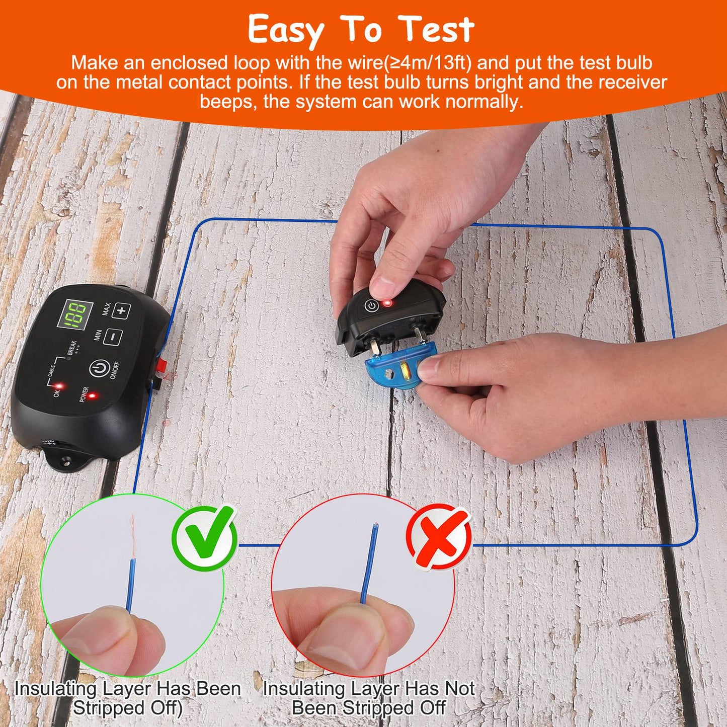 Dog Fence System with Adjustable Containment Collar IPX7 Waterproof Rechargeable