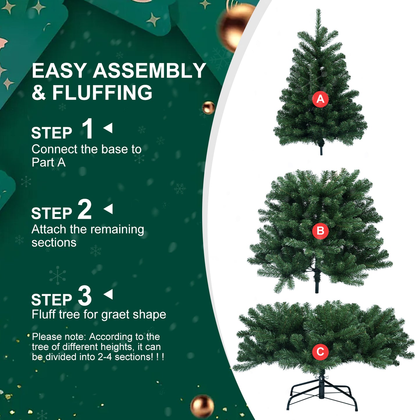 Premium White Flocked Pine Artificial Christmas Tree - Multiple Heights