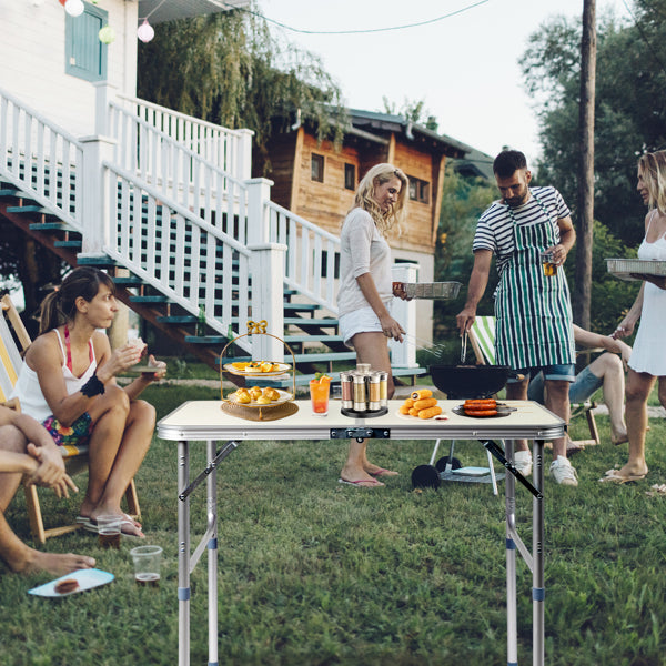 Home Use Aluminum Alloy Folding Table 90x60x70cm - White, Portable & Space-Saving