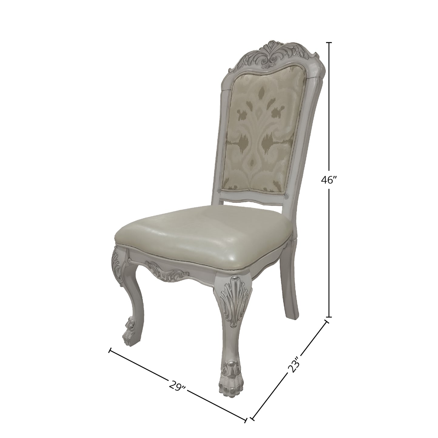 Dresden Synthetic Leather Side Chair Set of 2 - White Finish
