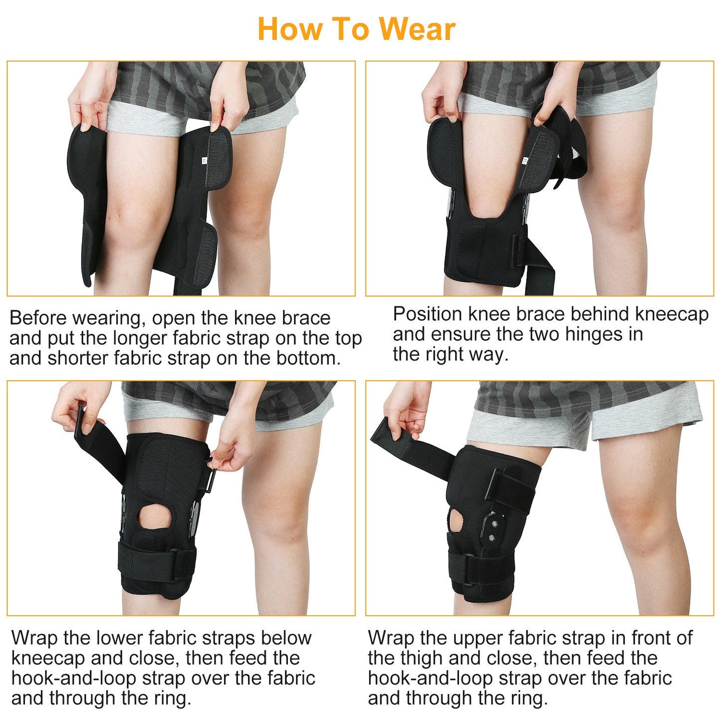 Adjustable Open Patella Knee Brace for Sports Support & Pain Relief
