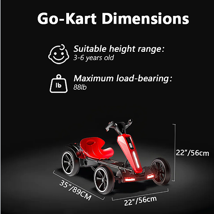 12V Electric Kids Go Kart with Adjustable Seat - Red