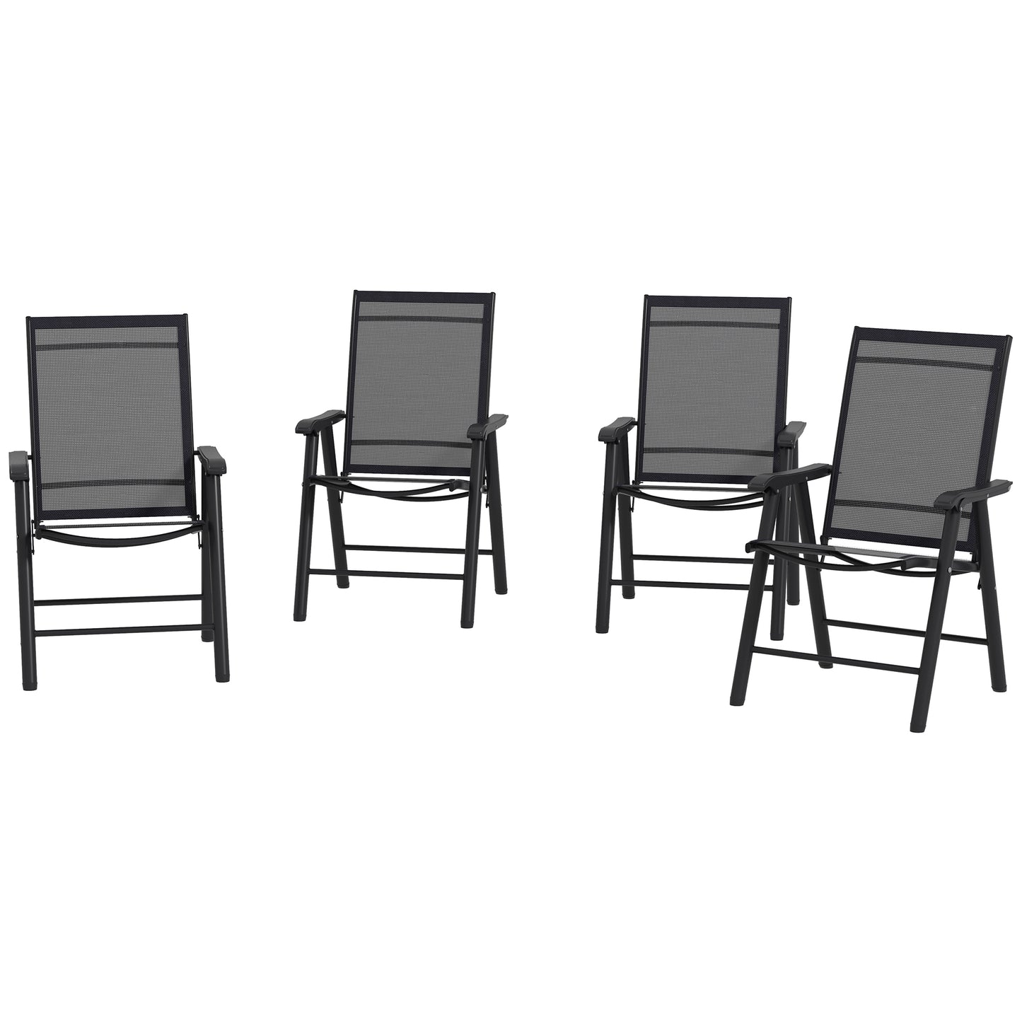 Set of 4 Outdoor Folding Chairs - Stackable Metal Patio Chairs