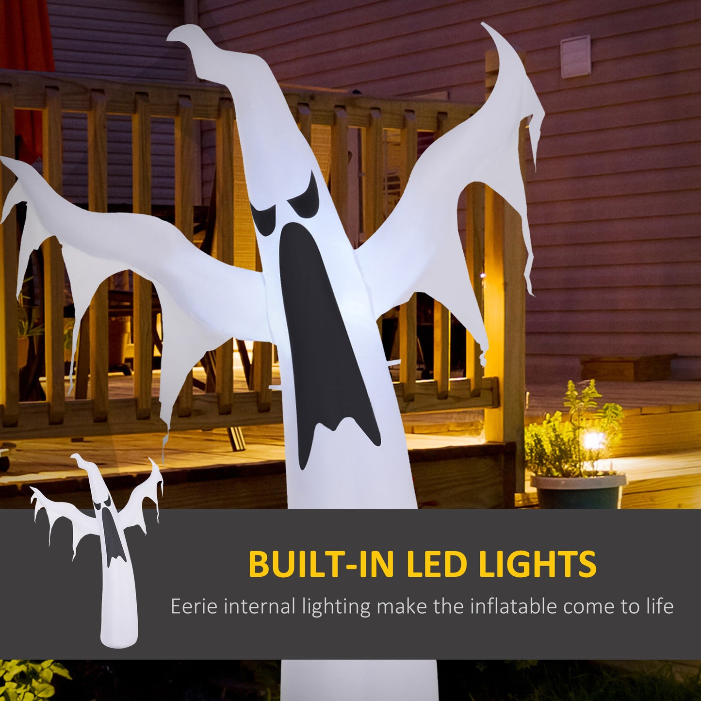 6' Light Up White Ghost Halloween Inflatable Yard Decoration